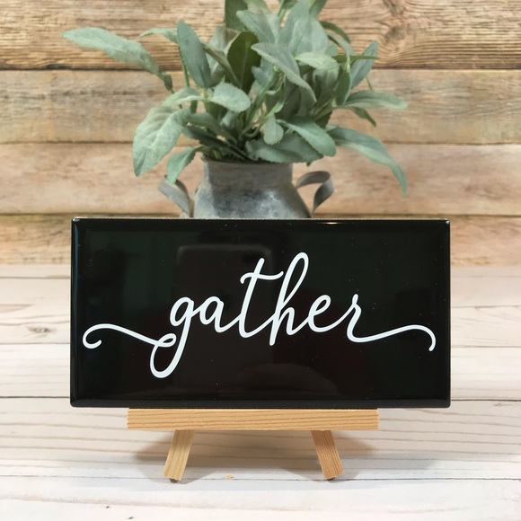 Handmade Other - Gather Decorative Tile Sign, Farmhouse Sign